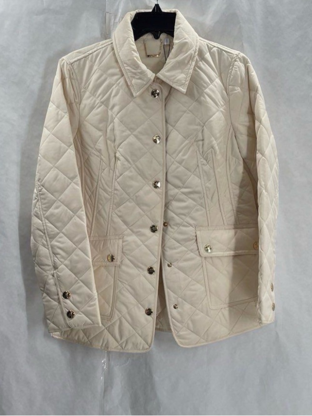Chico's Quilted Cream Button-Front Puffer Jacket